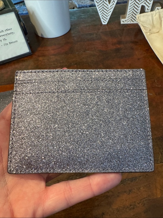 kate spade new york Glitter Silver Wallets for Women for  kate spade Glitter Card Case in Sparkling Silver